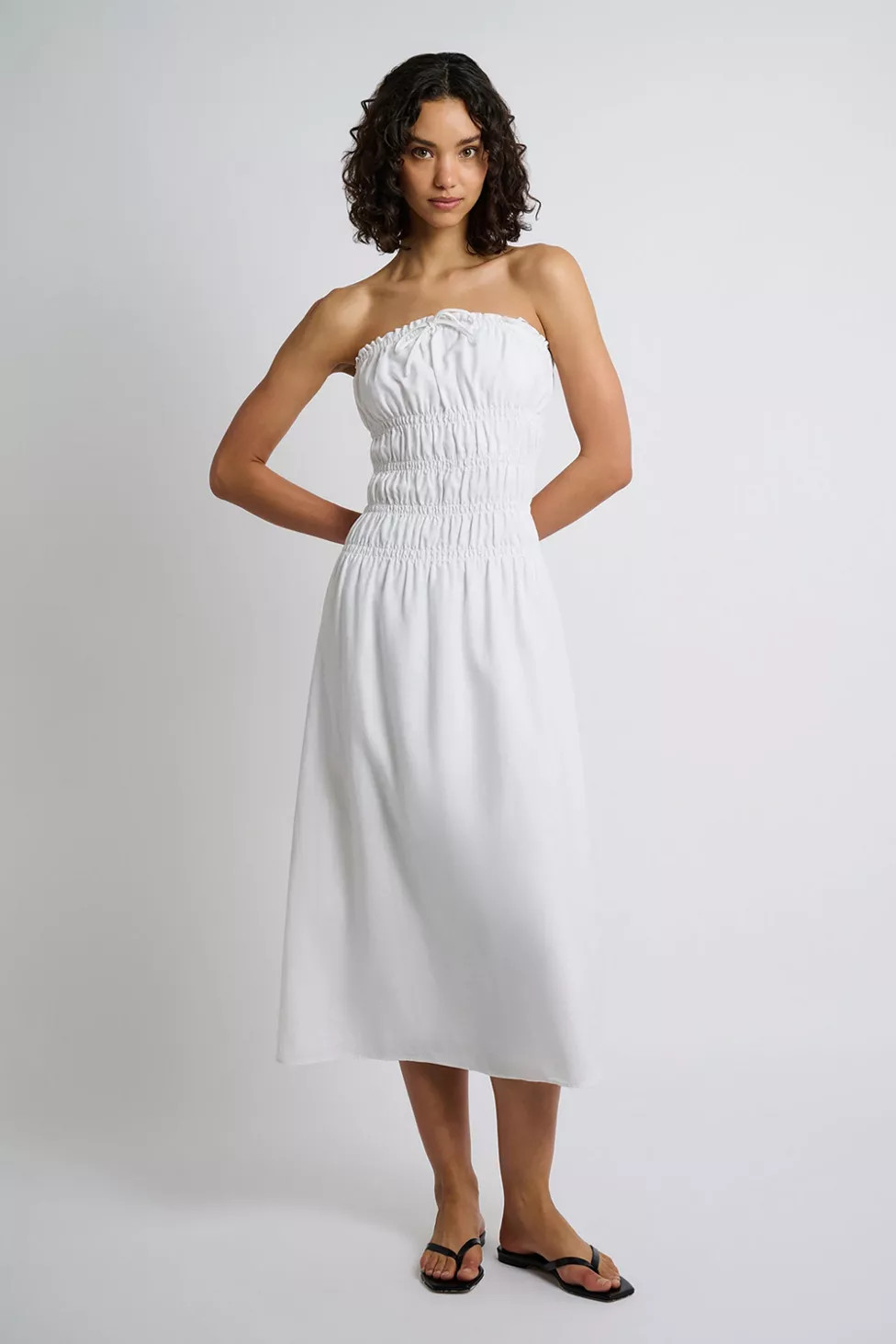 Onia Air Linen Smocked Maxi Dress | Urban Outfitters (US and RoW)