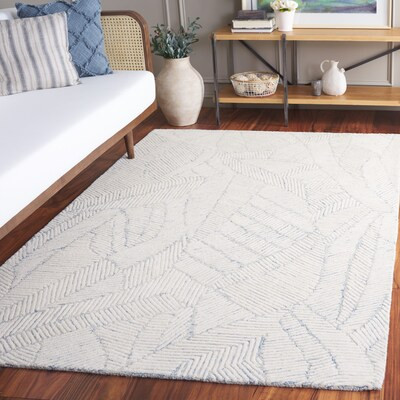 Safavieh Ebony 8 x 10 (ft) Tufted Wool Blue/Ivory Rectangular Indoor Geometric Mid-Century Modern... | Lowe's