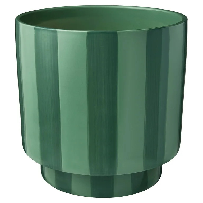 Mainstays Lauren 10 inch Round Ceramic Planter with Green Lily Design | Walmart (US)