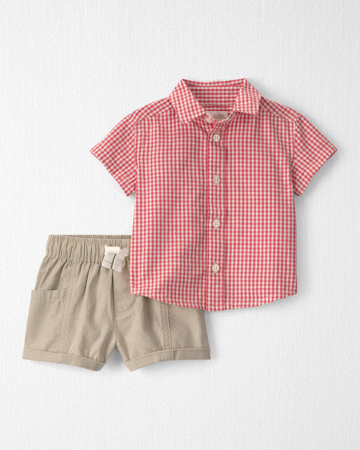 Baby Boy 2-Piece Top & Short Set Made with Organic Cotton in Red Gingham | Carter's Inc