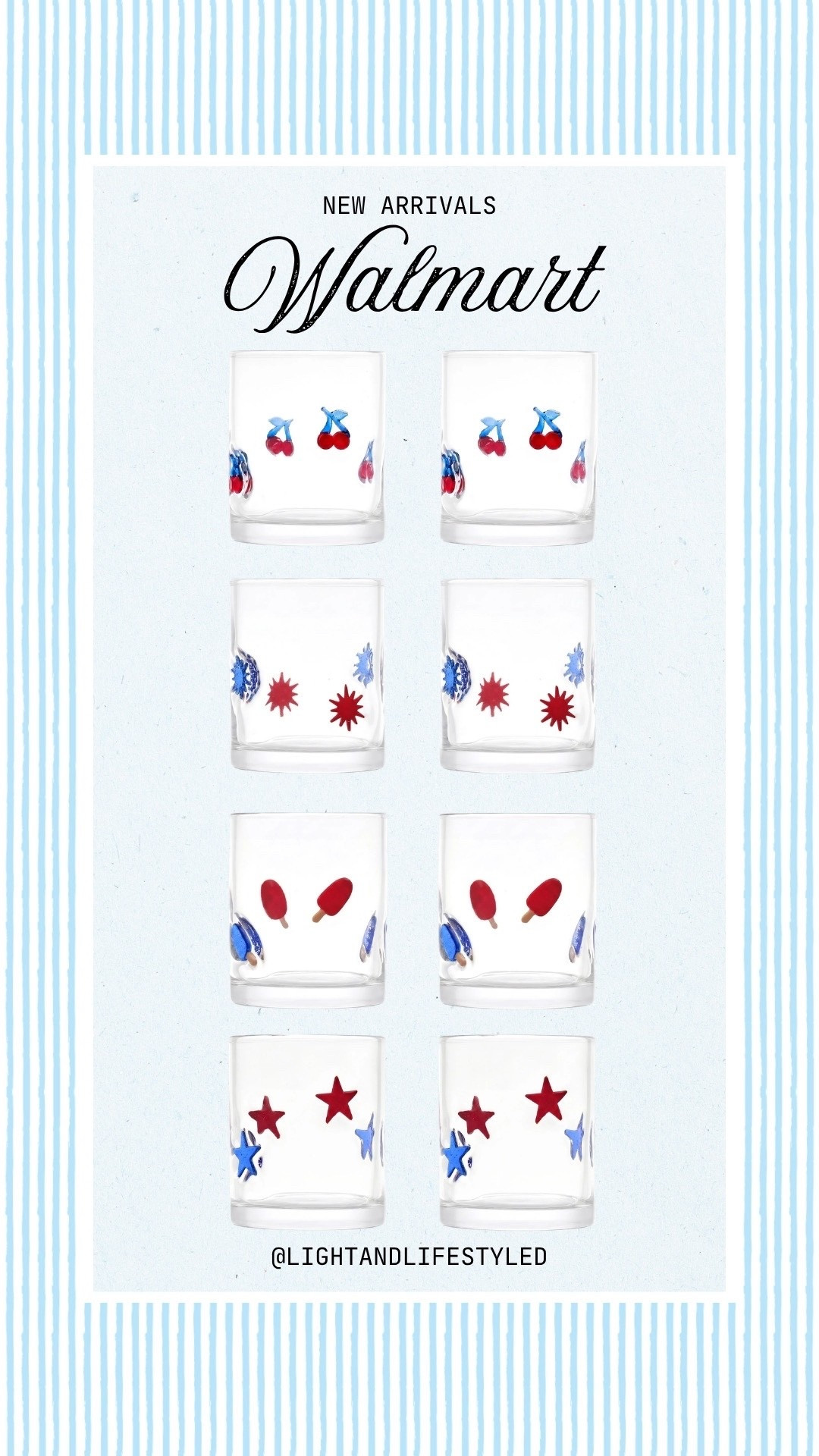 Trending new arrival drinkware from Walmart sets of two under $20. 

Walmart, Walmart home, decor, patriotic, American decor, HomeGoods