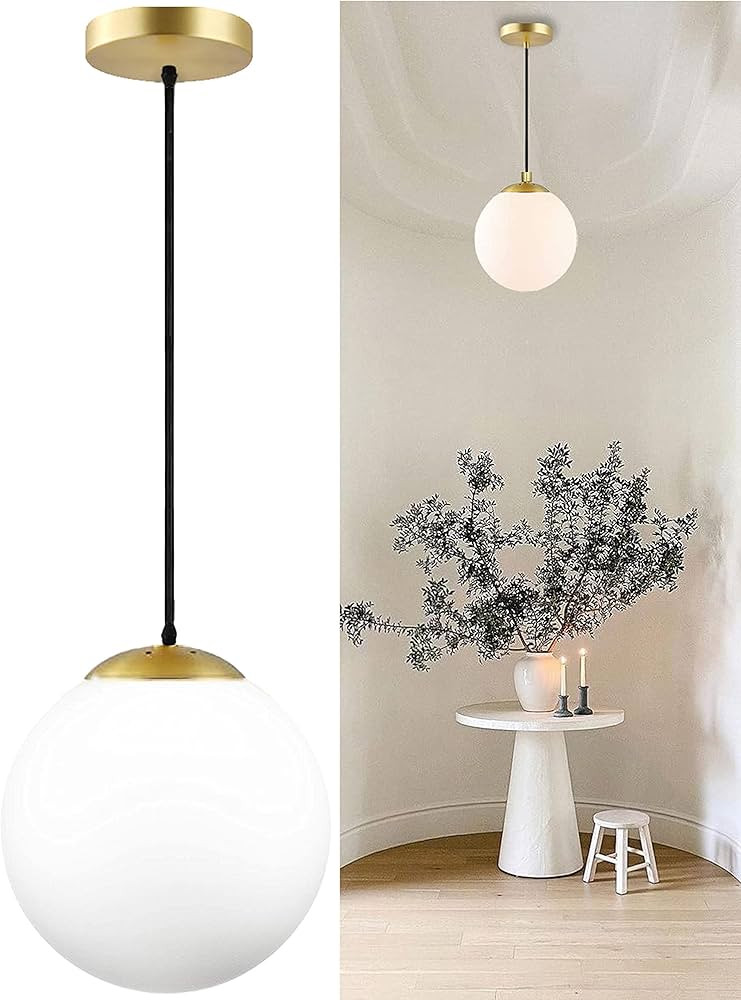 KoKo&Yukina 8" Globe Pendant Light Mid Century Modern Pendant Light Adjustable Modern Hanging Lig... | Amazon (US)