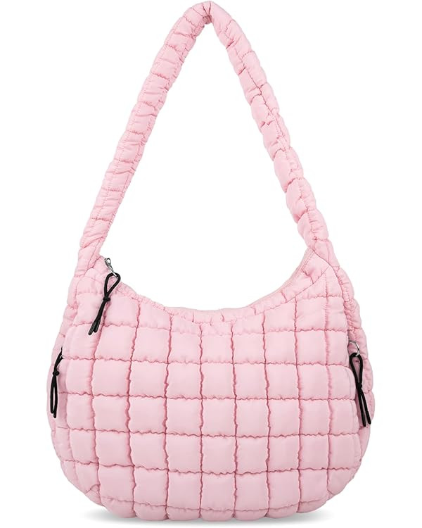 Quilted Puffer Tote Bag for Women - Large Crossbody Bag, Lightweight Nylon Puffy Carryall Hobo Pu... | Amazon (US)