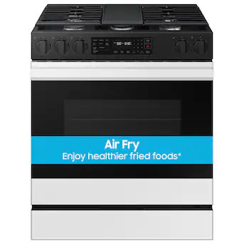 Samsung Bespoke 30-in 5 burners 6-cu ft Air Fry Convection Oven Slide-In Natural Gas Range ( Whit... | Lowe's