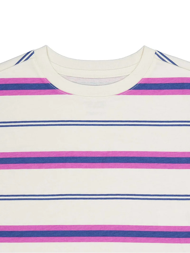 Weekend Academy Girls Stripe Boxy Tee, Sizes 4-18 | Walmart (US)