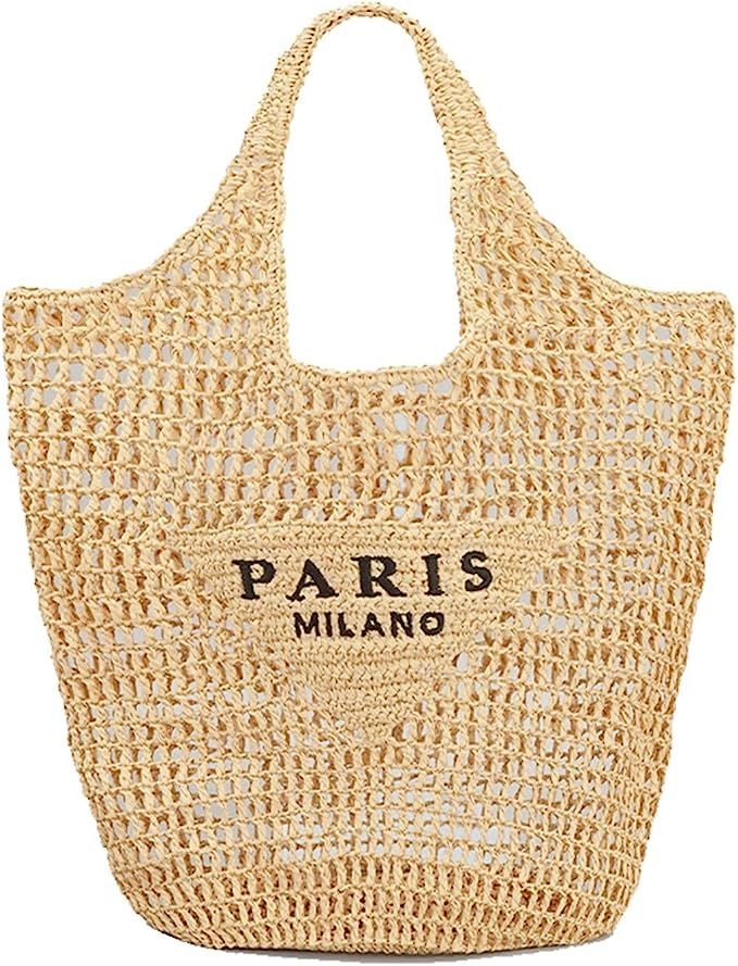 Summer Straw Woven Tote Bag, Beach Shoulder Bag, Stylish Hobo PRA to DA Bag for Women, Foldable, ... | Amazon (US)