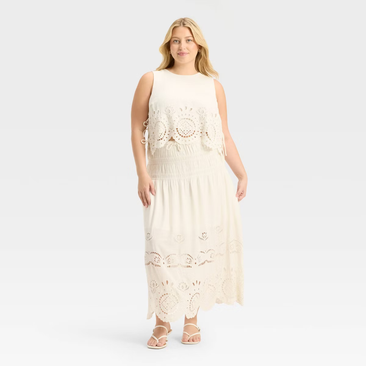 Women's Embroidered Eyelet Side-Tie Tank Top - Future Collective | Target