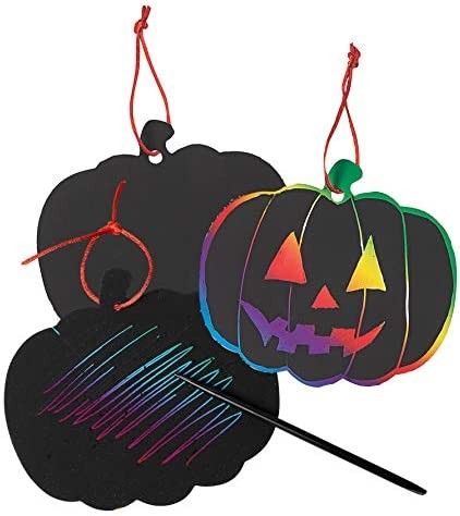 Halloween Scratch Art Paper Crafts Kit Bulk Pack of Halloween Pumpkins with Magic Rainbow Colors ... | Amazon (US)