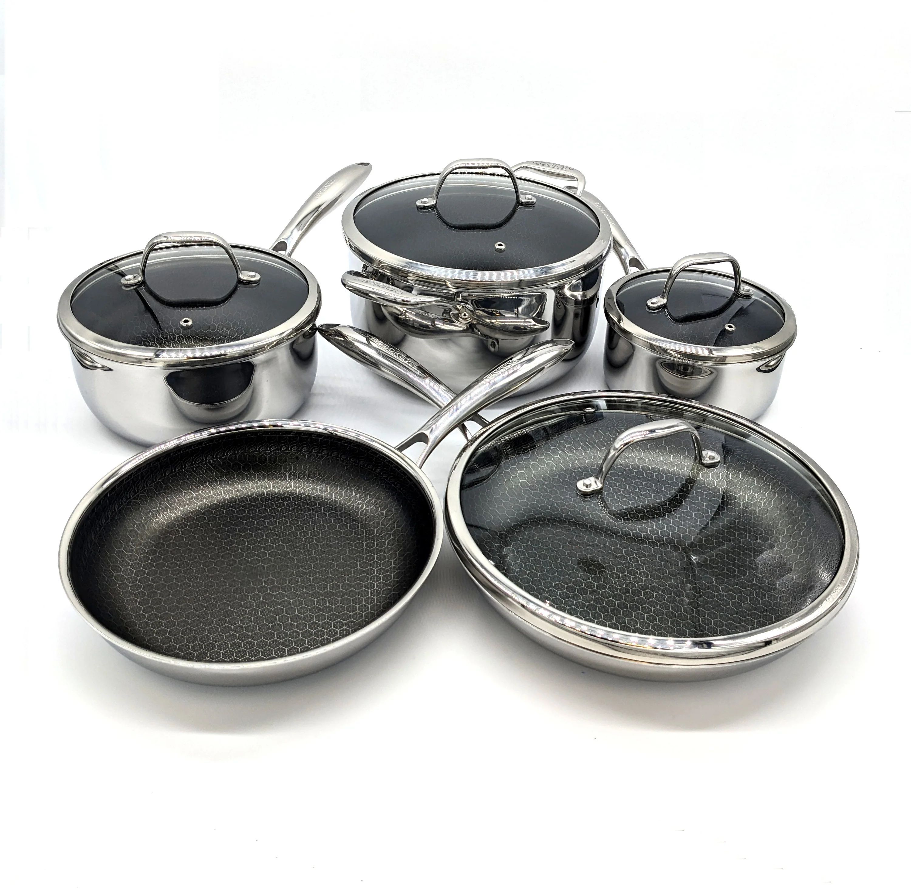 9 Piece Hexagon Surface Hybrid Stainless Steel Set | Cooksy