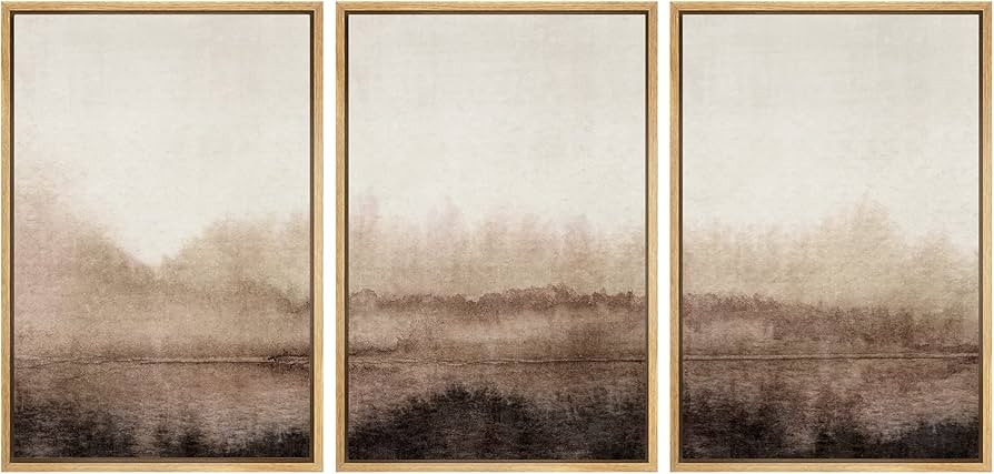 SIGNWIN Framed Canvas Print Wall Art Set Pastel Watercolor Brown Landscape Nature Wilderness Illu... | Amazon (US)