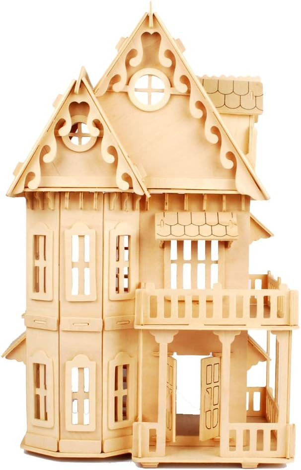 NWFashion Children's 17" Wooden 6 Rooms DIY Kits 3D Puzzle for Christmas Party Halloween House (G... | Amazon (US)
