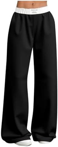 RoseSeek Girl's Baggy Sweatpants Letter Patched Wide Leg Pants Elastic Waist Long Trousers Jogger... | Amazon (US)