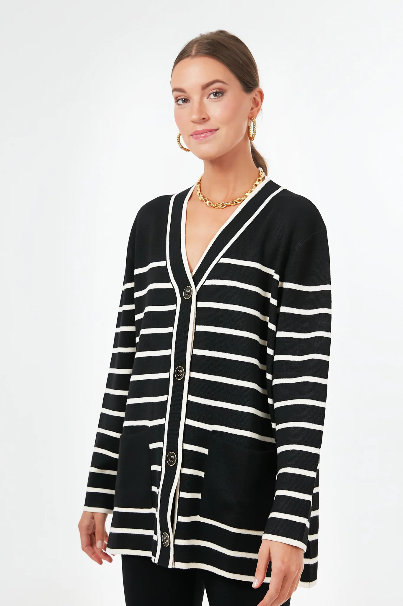 Black and White Stripe Lauren Cardigan | Tuckernuck (US)