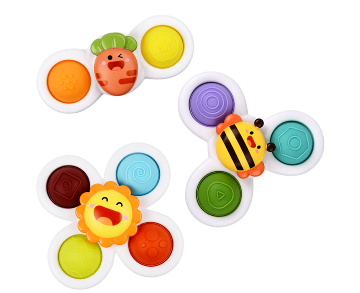 3Pcs Suction Cup Spinner Toys,Baby Spinners Dimple Toy w/ Pop Fidget Function | Catch.com.au