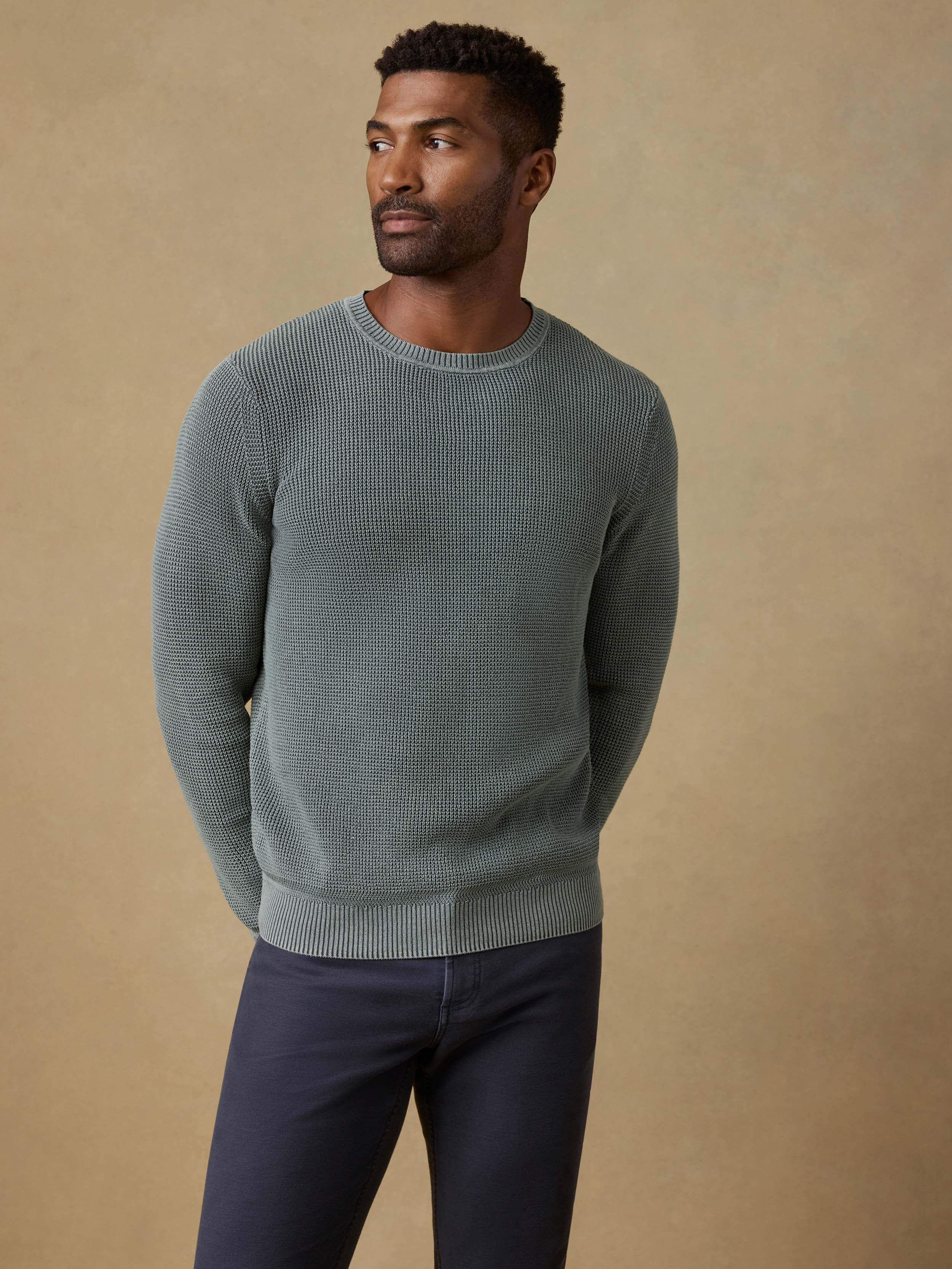 Sunwashed Crewneck Sweater - Mountain Olive | Faherty