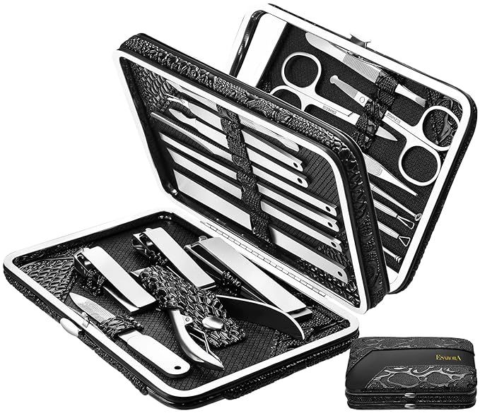 ESARORA Manicure Set, 20 in 1 Stainless Steel Professional Pedicure Kit Nail Scissors Grooming Ki... | Amazon (US)