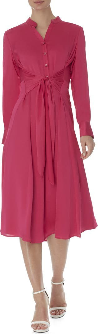 Tie Waist Long Sleeve Midi Shirtdress | Nordstrom