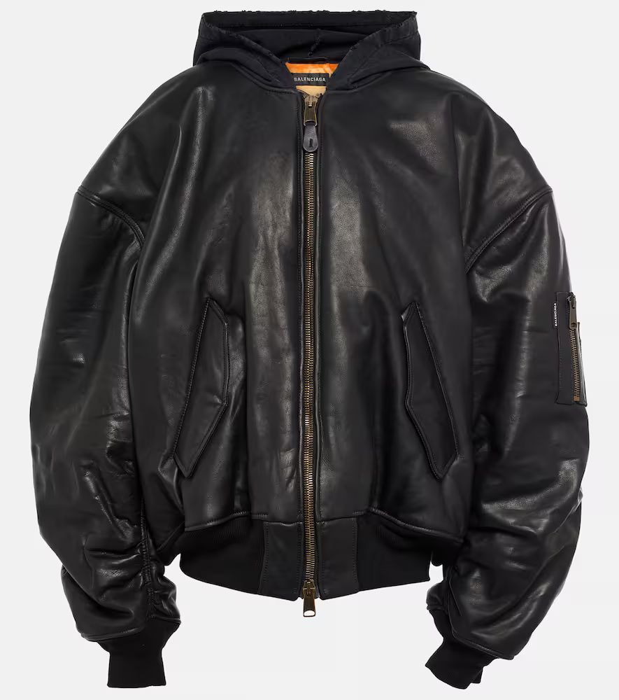 Balenciaga Oversized leather bomber jacket | Mytheresa (UK)