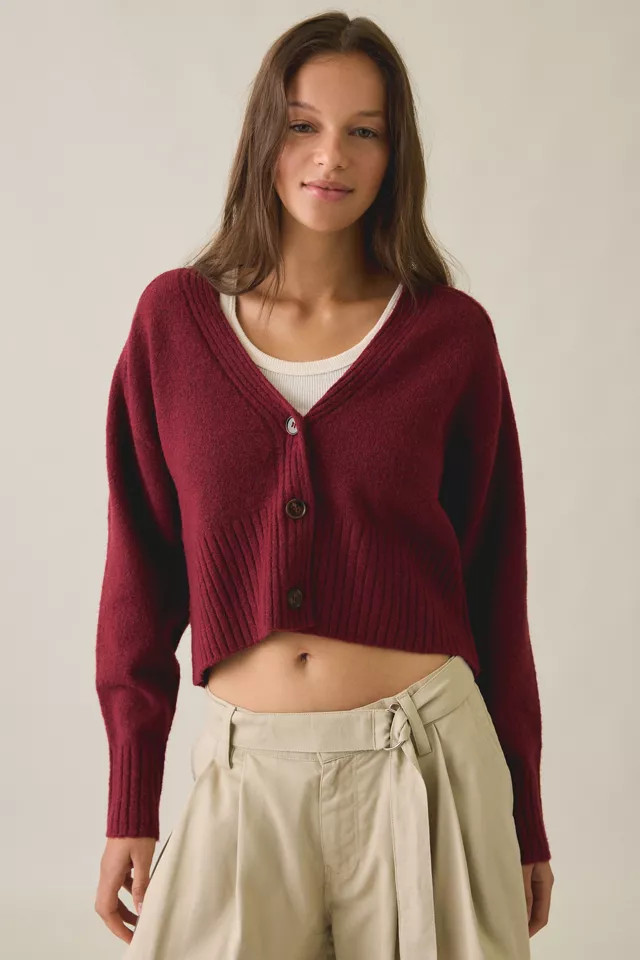 BDG So Soft V-Neck Cardigan in Dark Grey, Women's at Urban Outfitters | Urban Outfitters (US and RoW)