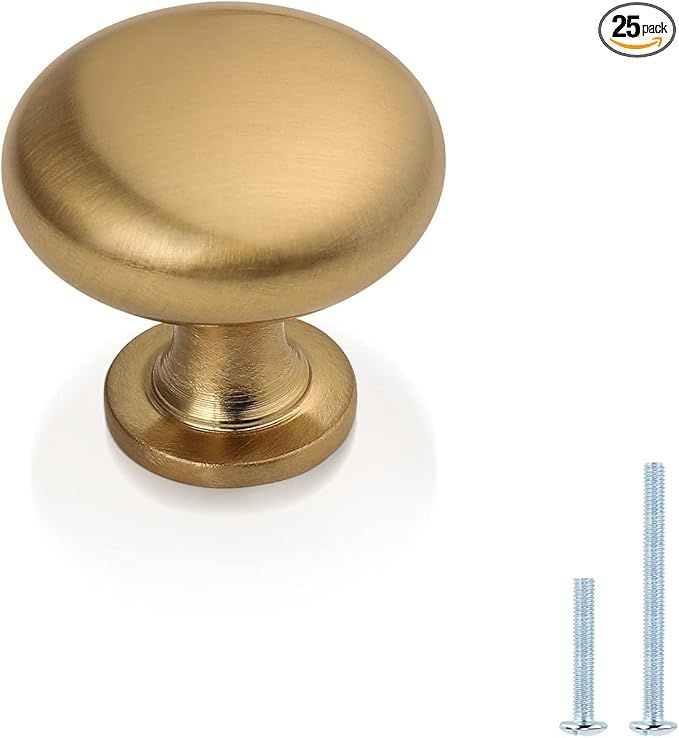 Champagne Bronze Solid and Round Cabinet Knobs Kitchen Drawer Dresser Pull Handles 1.2'' Diameter... | Amazon (US)