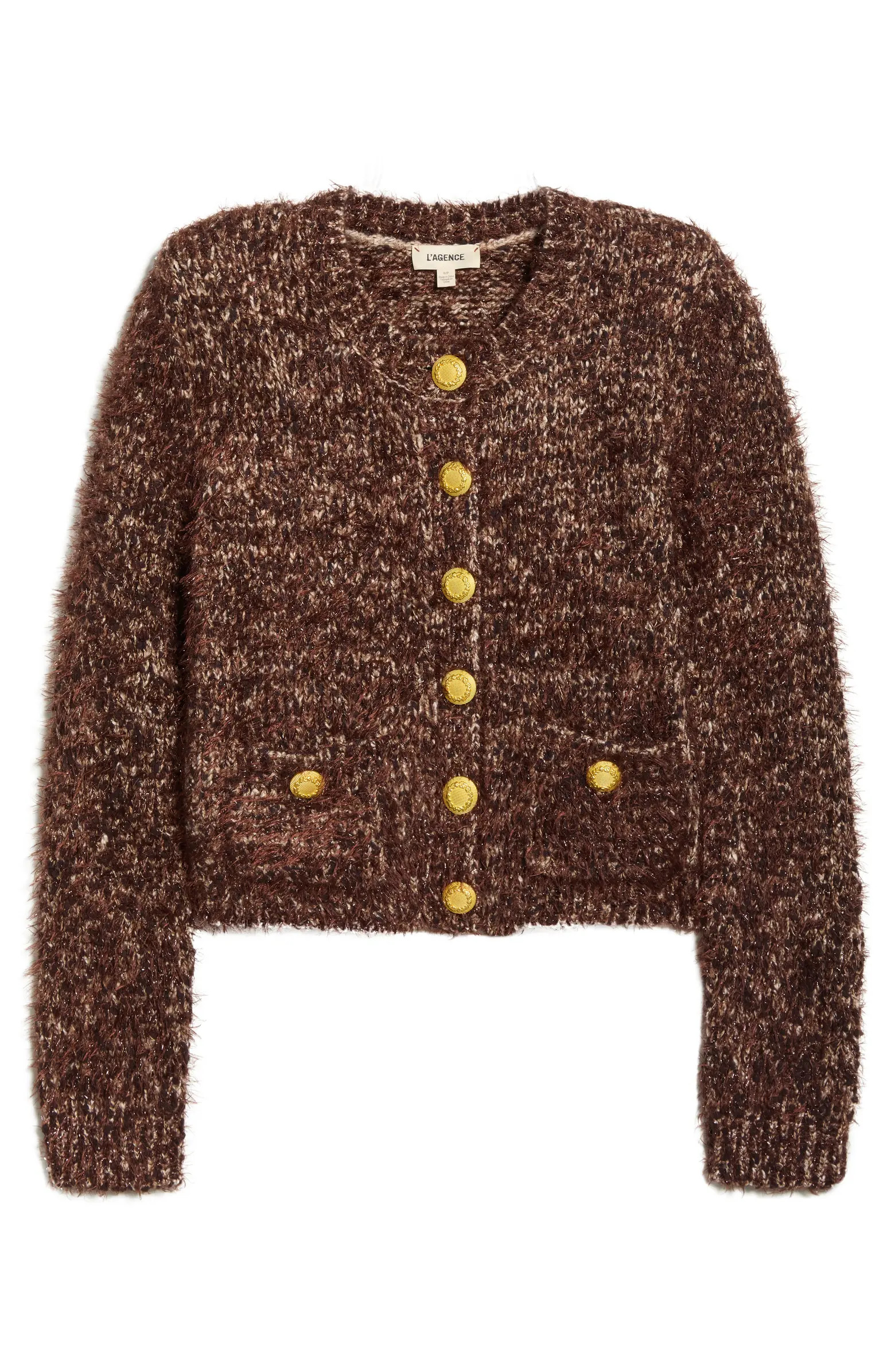 L'AGENCE Una Crop Eyelash Tweed Cardigan | Nordstrom | Nordstrom
