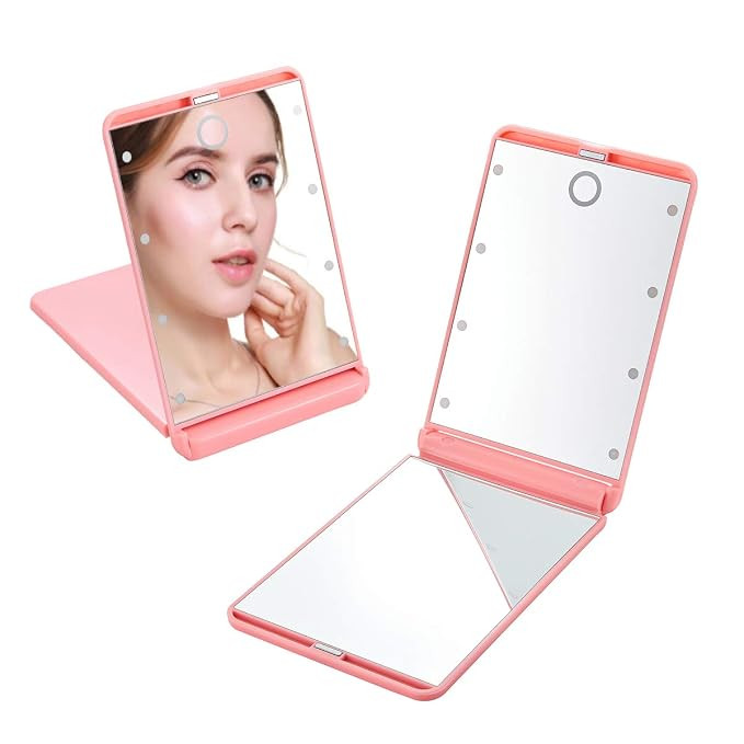 Feruaro Travel Mirror, Portable LED Lighted Makeup Mirror with 8 Dimmable Led Lights, Touch Switc... | Amazon (US)