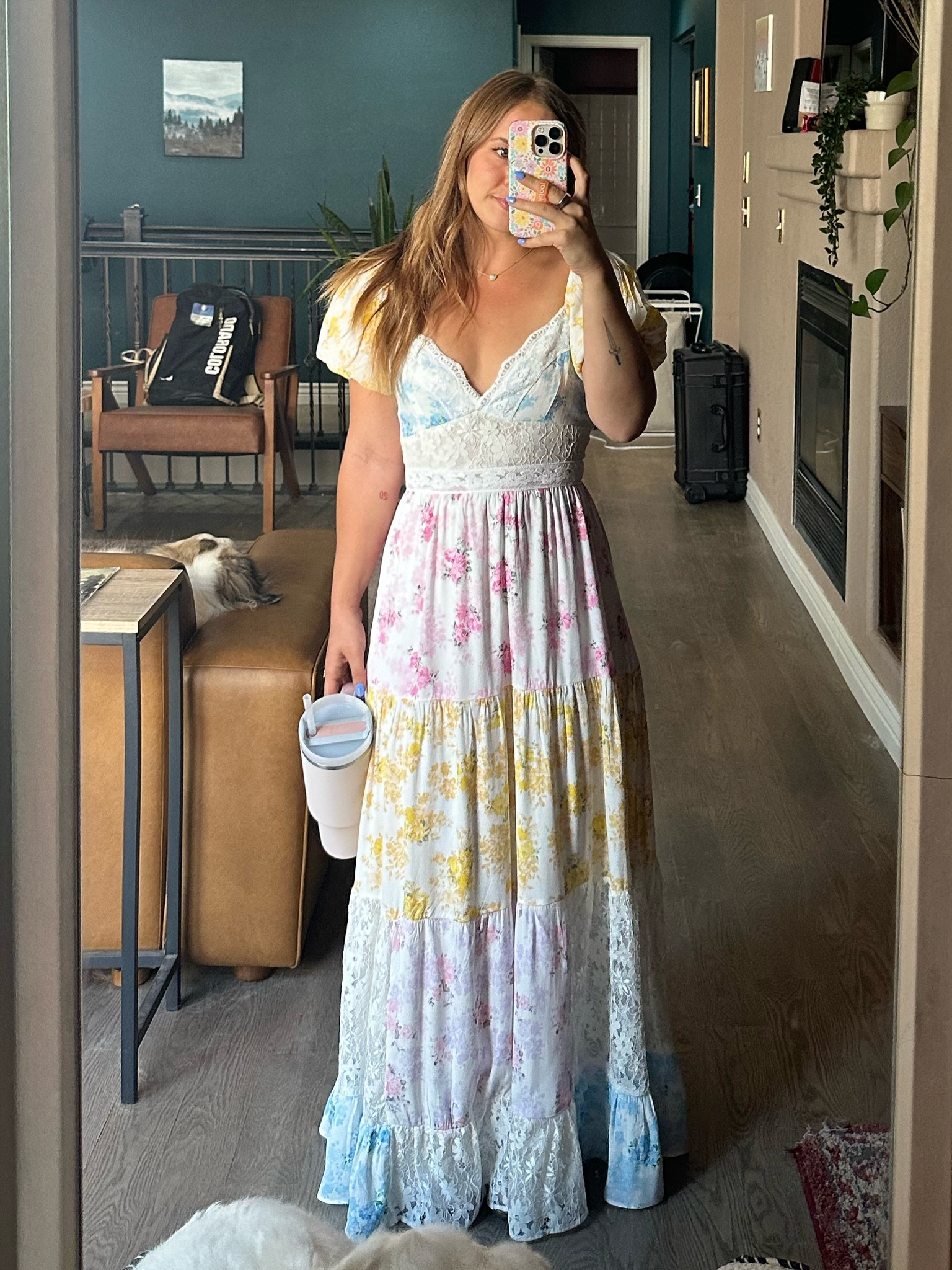 this runs long!! Tall girlies only! I got it tailored and hemmed 8 inches off the bottom  