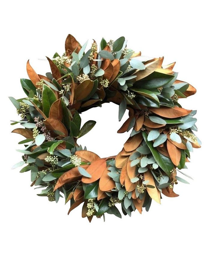 GreenishBlu Fresh Magnolia and Seeded Eucalyptus Fall Wreath, 20 | Macys (US)