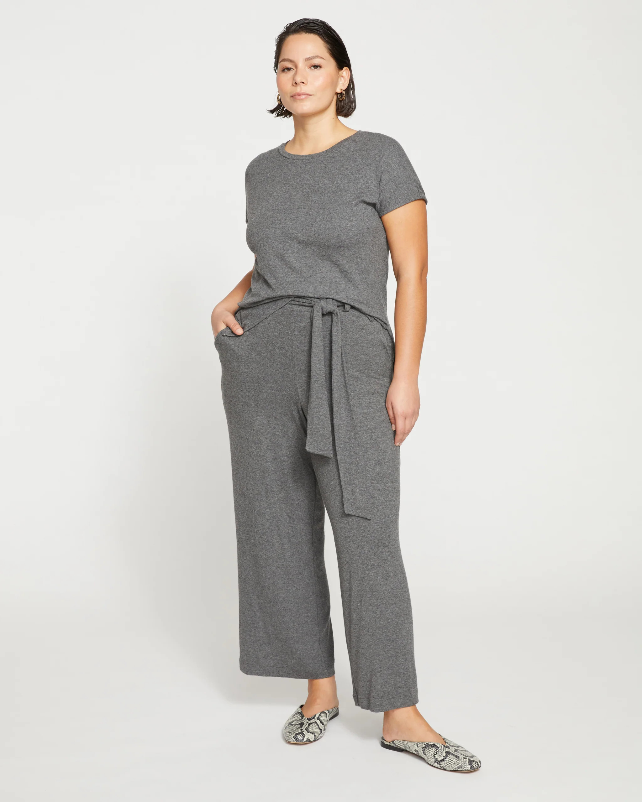 Deluxe Rib Wide Leg Pants - Heather Grey | Universal Standard