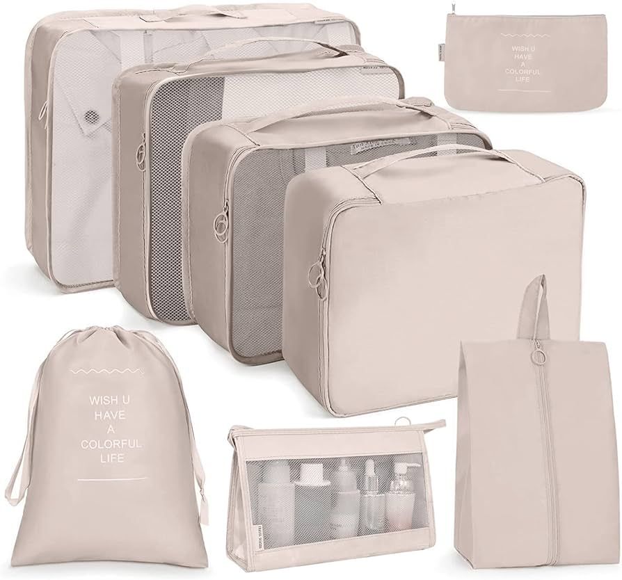 OSDUE Koffer Organizer Set 8-teilig, Packing Cubes, Wasserdichte Reise Kleidertaschen, Packtasche... | Amazon (DE)