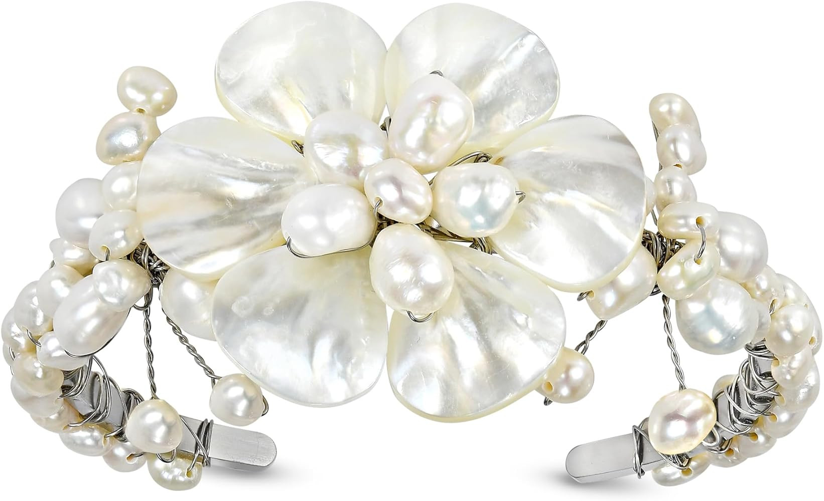 AeraVida Ocean’s Iridescent Garden White Mother of Pearls Seashell and Cultured Freshwater Pear... | Amazon (US)