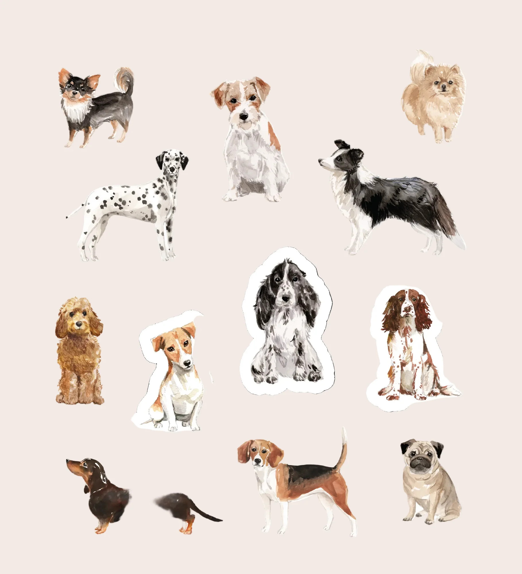 Watercolor dogs | Suteka