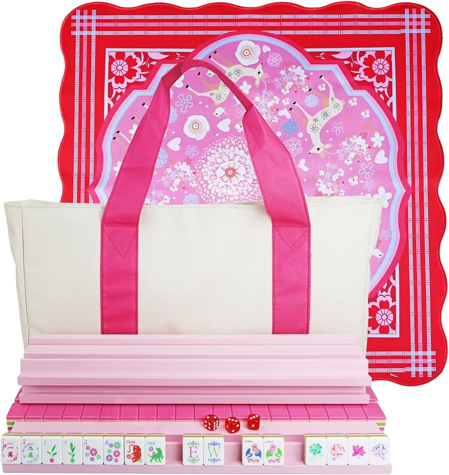 American Mahjong Game Set, Acrylic Pink Portable Carrying Mahjong,160 Premium Tiles,Western Mahjo... | Amazon (US)