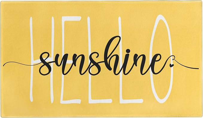 Summer Door Mat,Yellow Hello Sunshine Indoor Outdoor Non-Slip Doormat,Entryway Front Porch Spring... | Amazon (US)