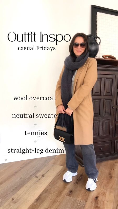 Styling for casual Fridays. 

Sizing:
Wool coat-size up if in between. Wearing medium
Sweater-men’s H&M, wearing medium (slim fit)
Jeans-size up, wearing 28
Shoes-run TTS 

Causal style | wool dad coat | camel coat | Abercrombie | H&M | black jeans | straight jeans | New Balance 327 | tennis shoes | Rayban | chunky scarf 

#LTKstyletip #LTKunder50 #LTKunder100