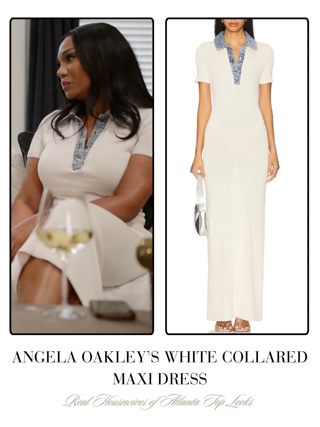 Angela Oakley’s White Collared Maxi Dress