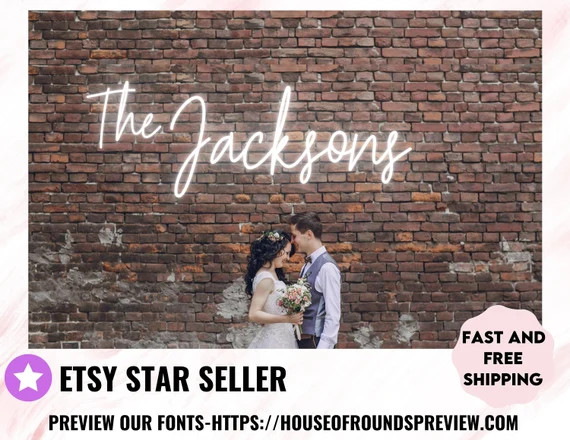 Family name neon sign, neon name sign, wedding backdrop, wedding decor, last name neon sign, neon... | Etsy (US)