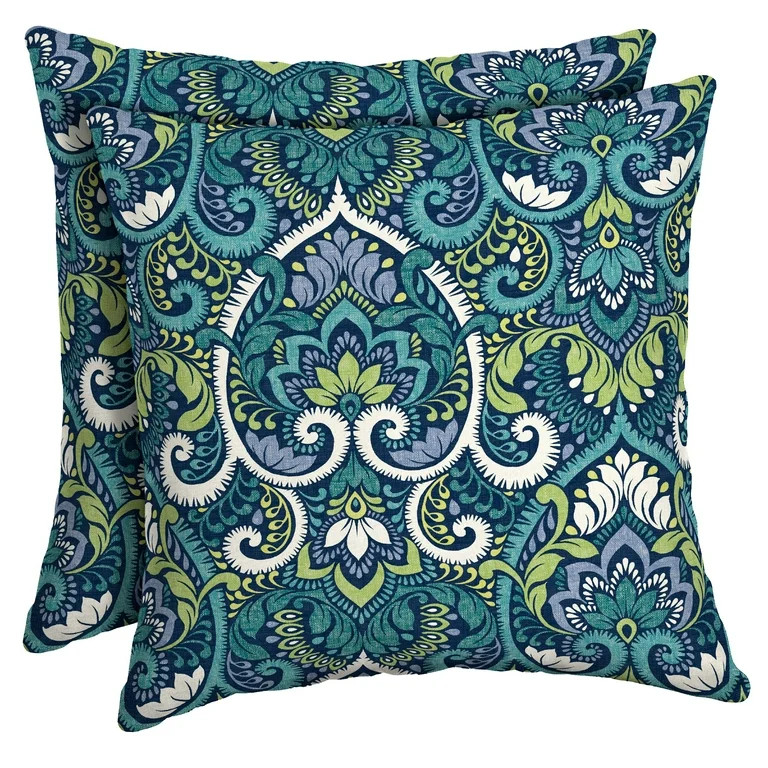Arden Selections Sapphire Aurora Damask 16 x 16 in. Outdoor Toss Pillow, Set of 2 - Walmart.com | Walmart (US)