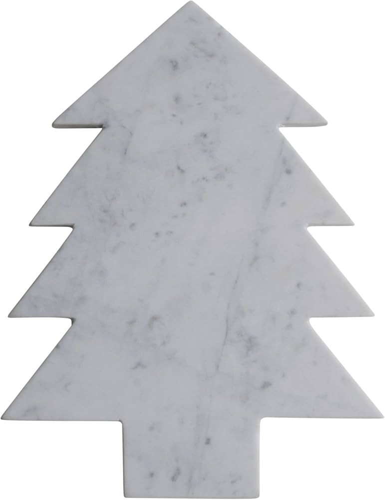 Creative Co-Op 13-1/2"L x 10-1/2"W Marble Tree Shaped Cheese/Cutting Board, White | Amazon (US)