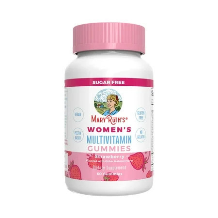 MaryRuth Organics Vegan Women's Multivitamin Gummies - Strawberry, Vitamin D3, Iodine, 60 Ct | Walmart (US)