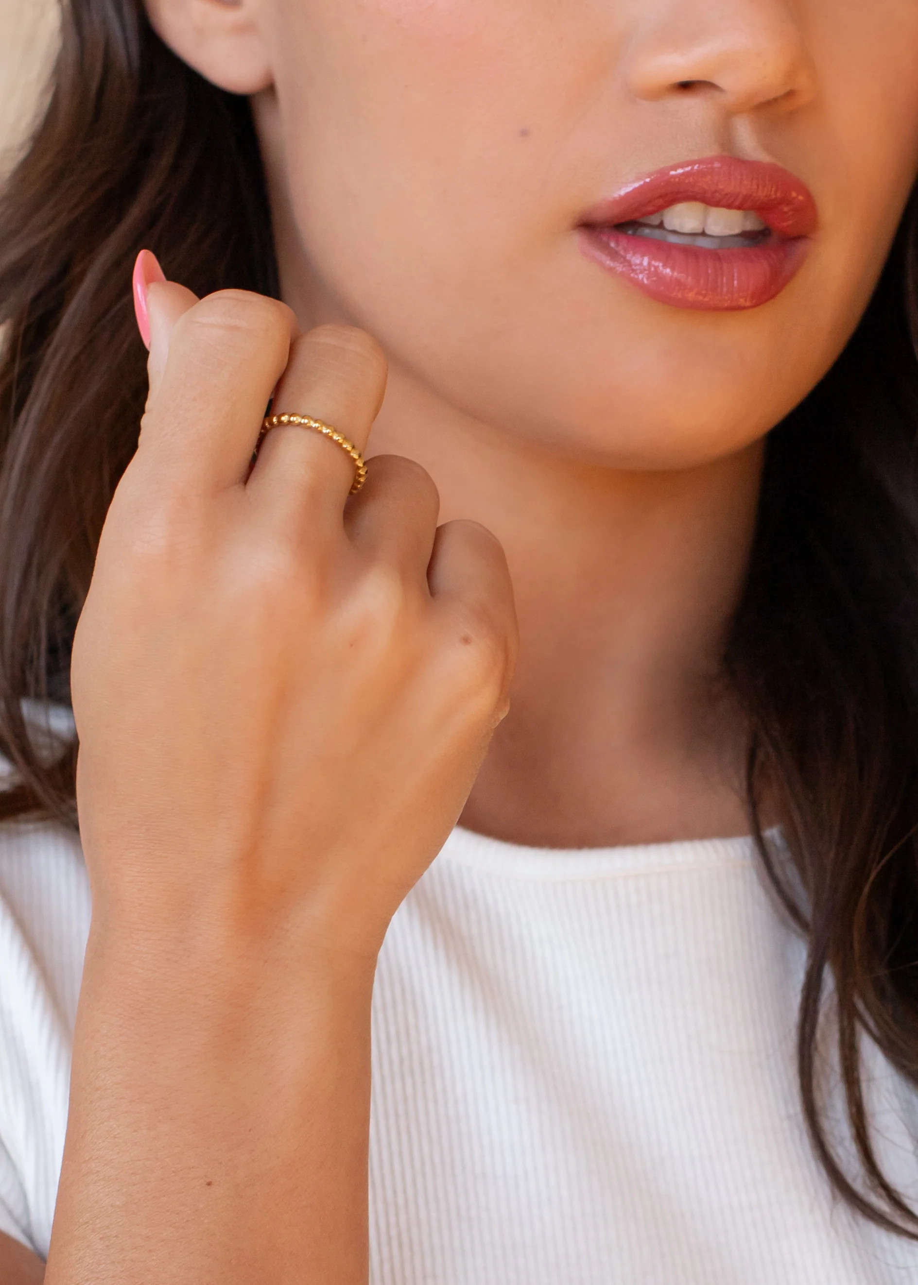 Luxe Gold Thin Textured Ring | Panache Accessories