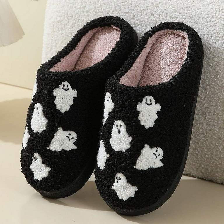 BERANMEY Cute Halloween Slippers for Women Perfect Soft Plush Comfy Warm Slip-On Halloween Pumpki... | Walmart (US)