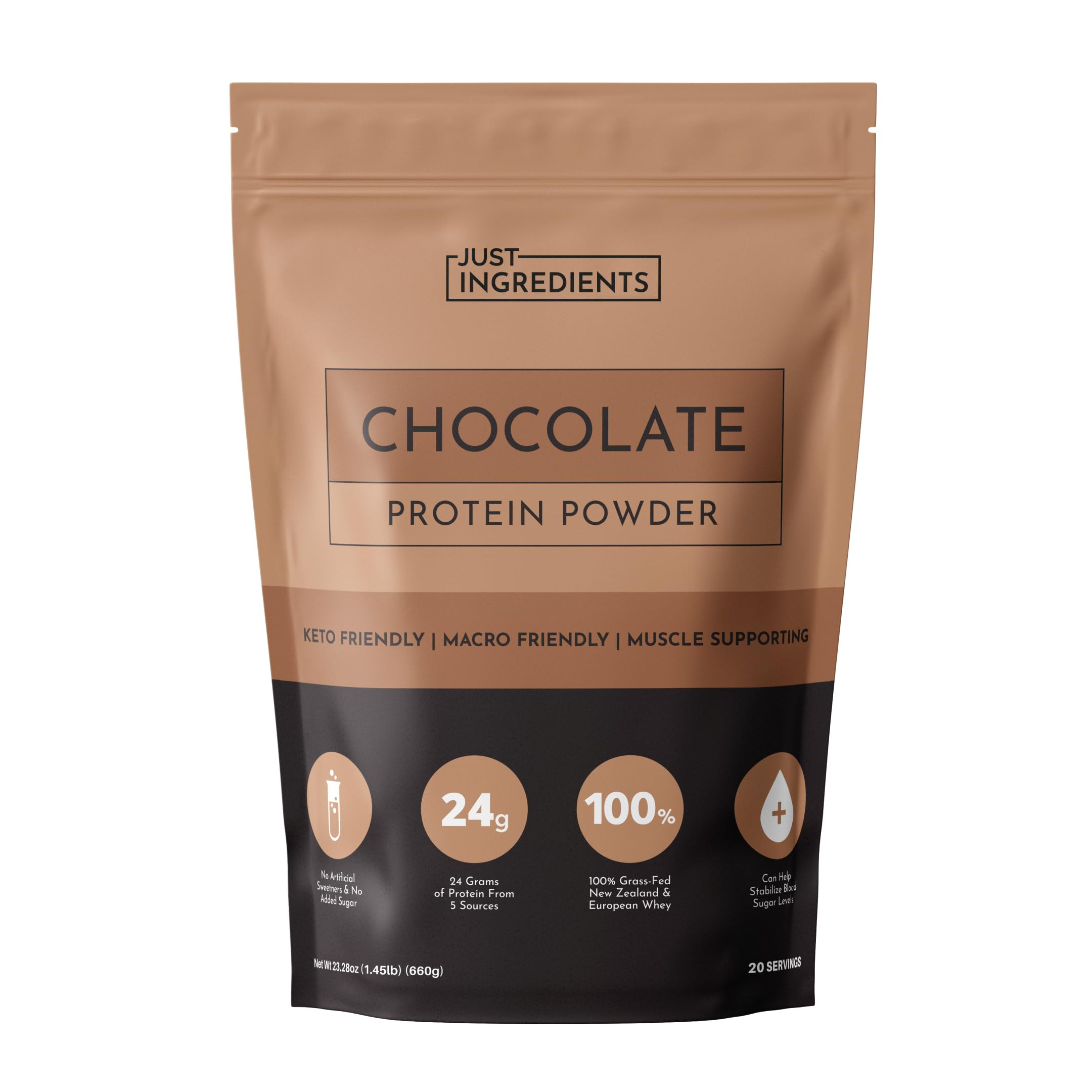 JUST INGREDIENTS Strawberries & Cream Protein Powder – 20-Serving Blend with 100% Grass-Fed Whe... | Amazon (US)