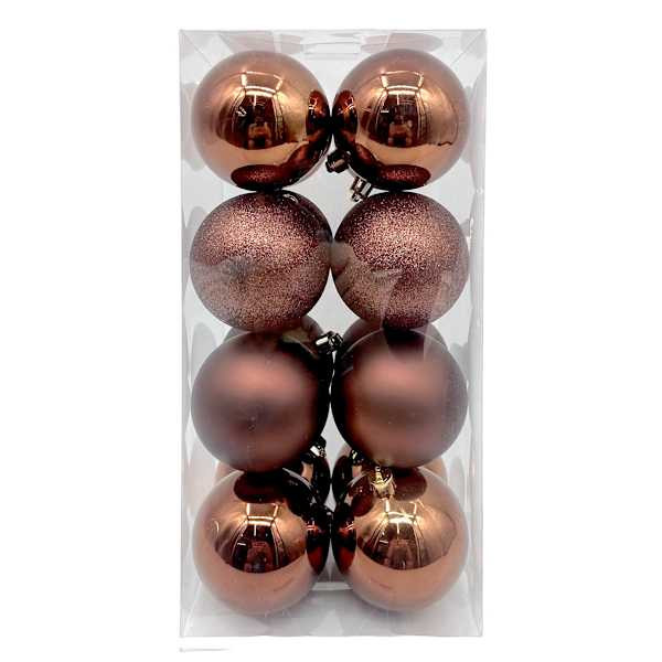 16-Count Brown Mix Shatterproof Ornaments, 70mm | At Home