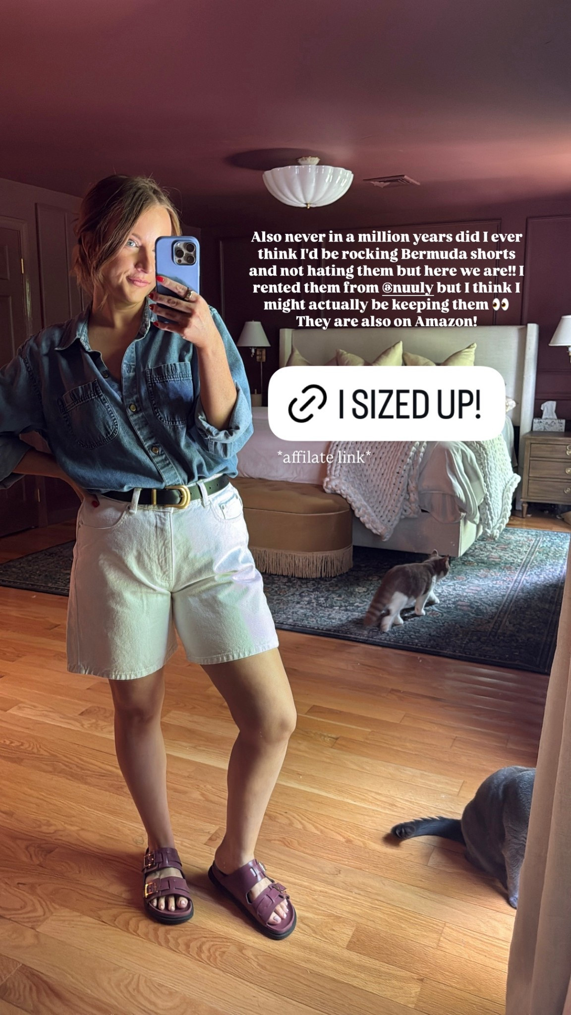 Bermuda shorts I didn’t expect to love—but ended up keeping! I sized up for a comfier fit and now they’re a go-to. Styled them with a denim shirt, belt, and easy slides. Linked everything here! 

#LTKWorkwear #LTKPetite #LTKStyleTip
