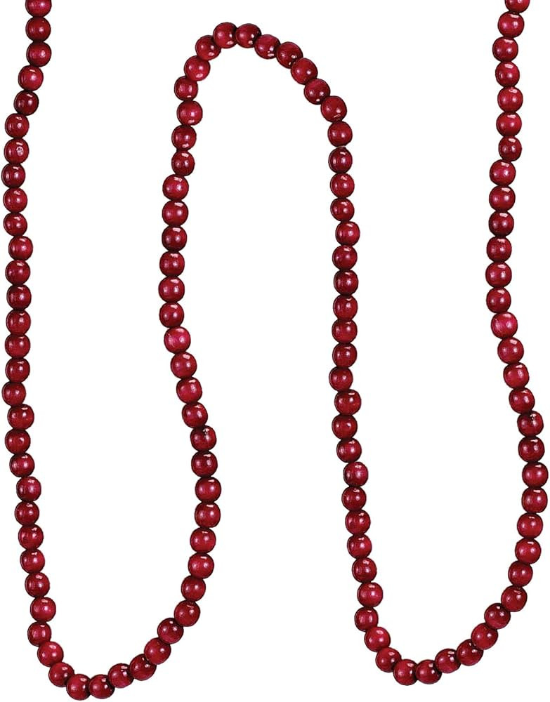 Kurt Adler TN0066/BURG Kurt S. Adler 9-Foot Wood Beaded Burgundy Garland, Multi | Amazon (US)