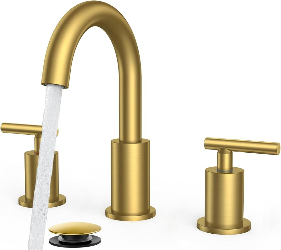 FORIOUS 8 Inch Brushed Gold Bathroom Faucet 3 Hole, Widespread Gold Faucet | Amazon (US)