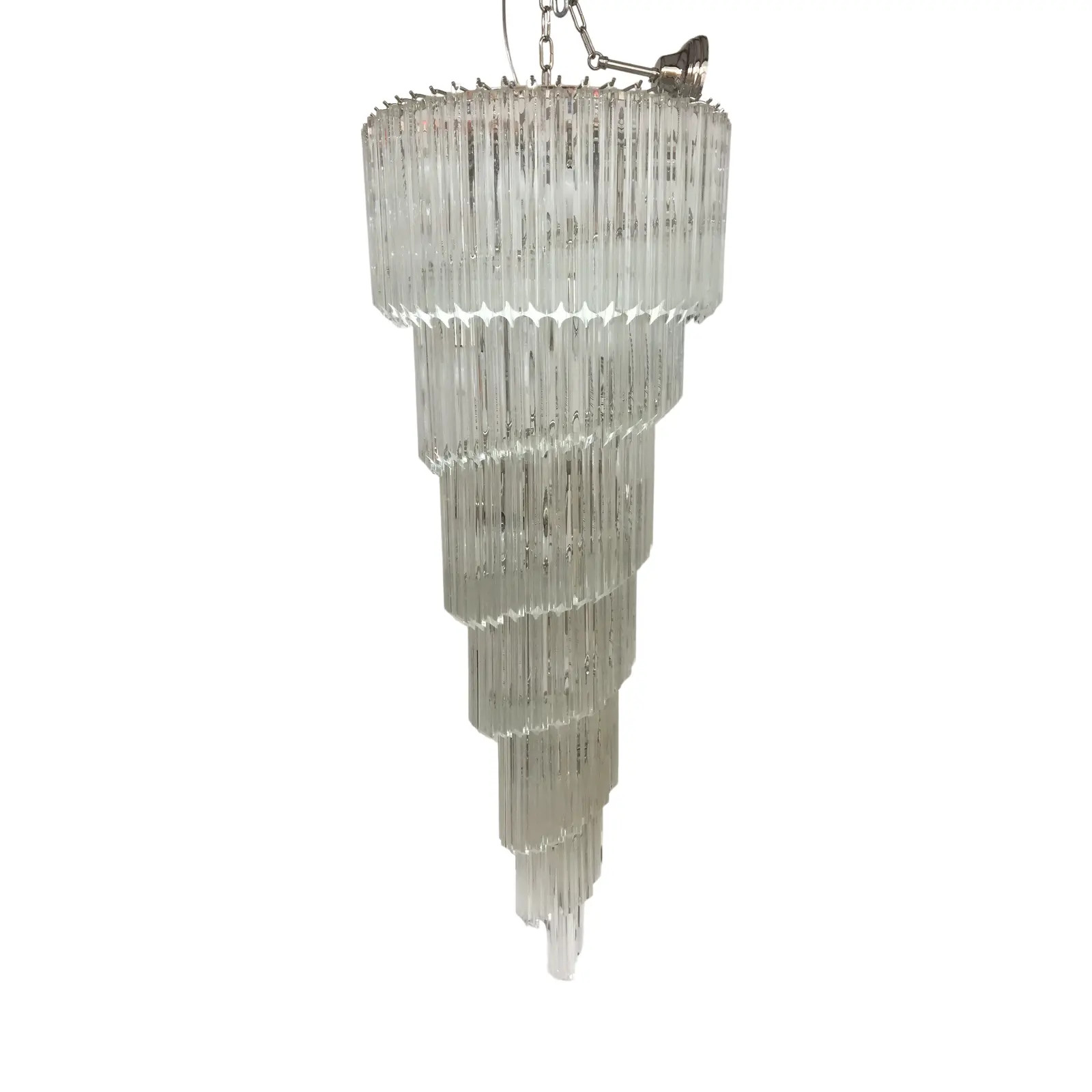 Italian Tiered Chandelier Murano Glass Quadriedo Cut 45° Sputnik | Chairish