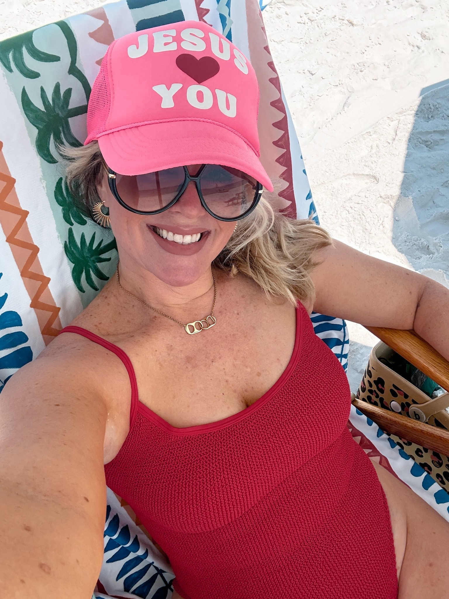 Jesus ♥️’s you! This hat is so cute!! 
My swimsuit is an investment but it’s a one size and fits sizes 0- 16. So incredibly comfy and stretchy.

#LTKootd #LTKgrwm #LTKOver40