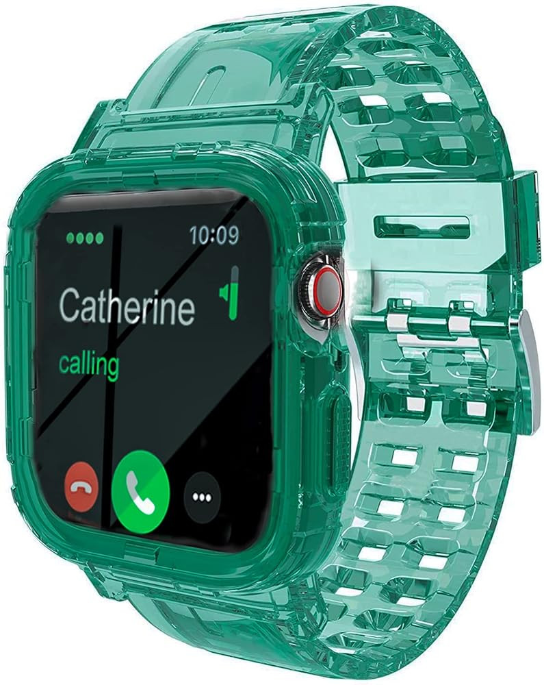 Compatible with Apple Watch Band 38mm 40mm 41mm 42mm 44mm 45mm, Jelly Crystal Clear Sport Band fo... | Amazon (US)
